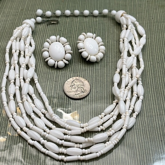 African beaded waterfall necklace (white) main image 0